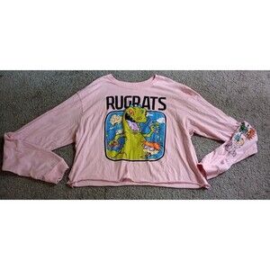 Vtg Rugrats Women's Pink Crop Top Sz XL Graphic Print Cartoon 90's Nostalgia
